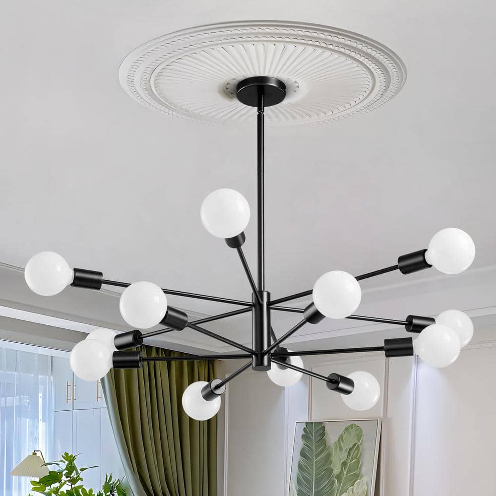 KAISITE Modern Sputnik Chandelier 12-Light Black Chandeliers KAISITE Modern Sputnik Chandelier 12-Light Black Chandeliers