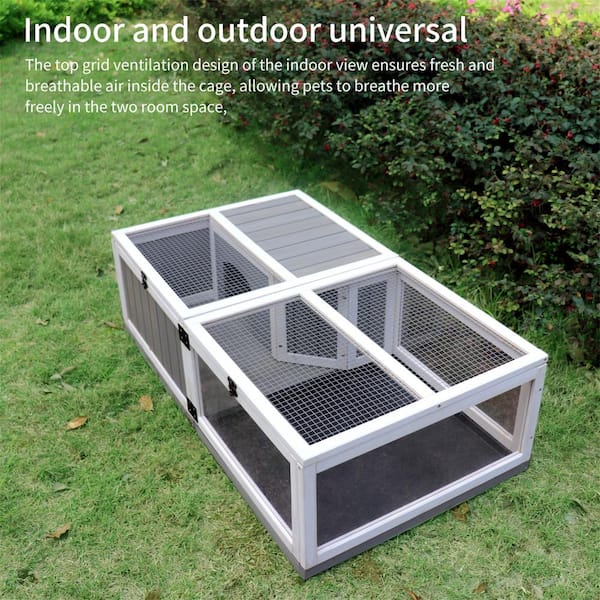 Tortoise Habitat Turtle Enclosure House With Detachable Legs, Wooden Indoor & Outdoor Reptile Cage For Small Animals With Leakproof Tray