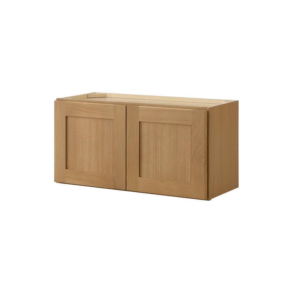 Avondale 30 in. W x 12 in. D x 15 in. H Ready to Assemble Plywood Shaker Wall Bridge Kitchen Cabinet in White Oak price history on PriceWatchPro