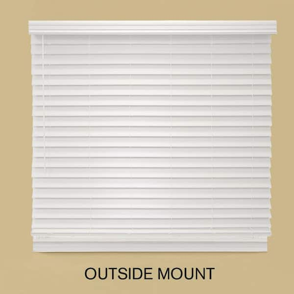 Home Decorators Collection White Cordless Faux Wood Blinds for Windows with  2 in. Slats - 36 in. W x 48 in. L (Actual Size 35.5 in. W x 48 in. L)  10793478184576 - The Home Depot