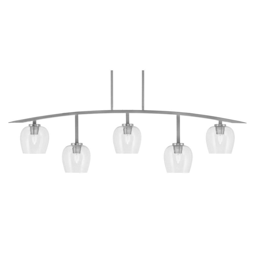 Siena 51.25 in. 5-Light Graphite Chandelier with 6 in. Clear Bubble Glass S
