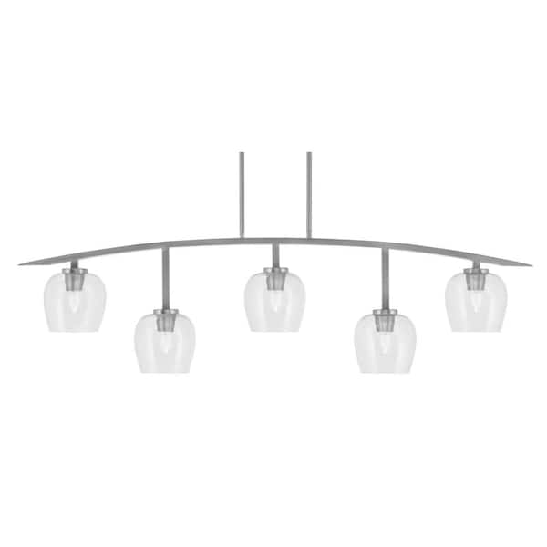 Unbranded Siena 51.25 in. 5-Light Graphite Chandelier with 6 in. Clear Bubble Glass Shades, no bulbs included