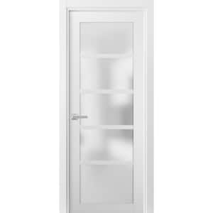 18 in. x 84 in. Single Panel No Bore Frosted Glass White Finished Pine Wood Interior Door Slab