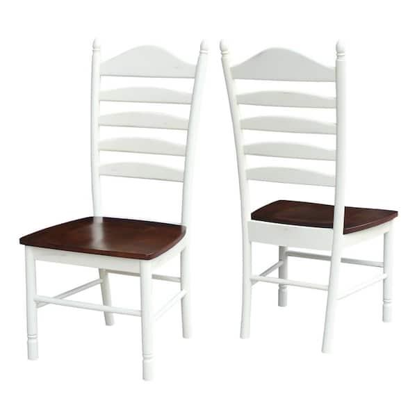 International Concepts Hampton Alabaster and Espresso Wood Ladder Back Dining Chair (Set of 2)