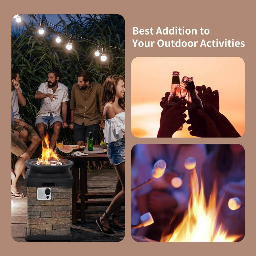 Natural Stone and Stainless Steel Propane Fire Pit Table