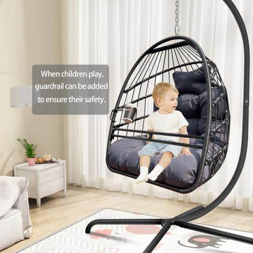 Misopily Free Standing Wicker Hanging Hammock Egg Chair