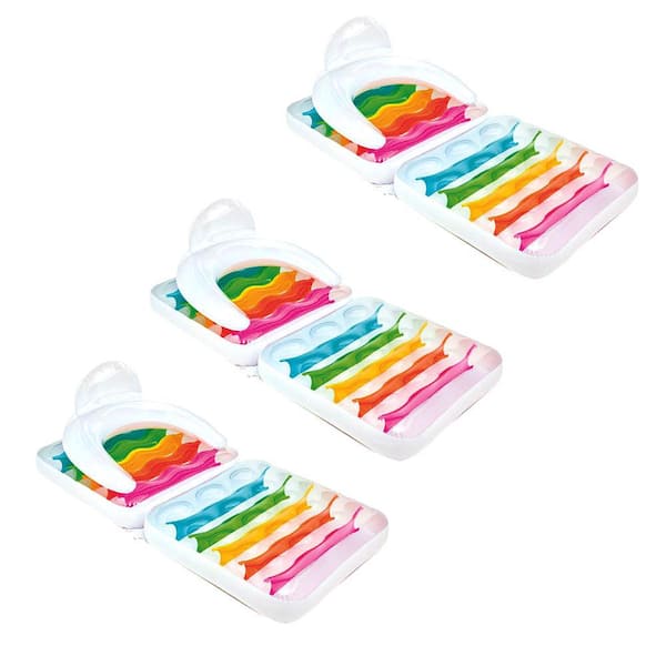 Intex Multi-Color Floating Folding Pool Lounge-Chair with Headrest and Armrest (3-Pack)