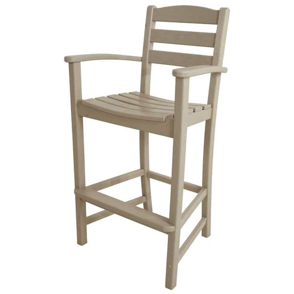 Polywood La Casa Cafe Sand Plastic Outdoor Patio Bar Arm Chair Td202sa - Polywood Patio Furniture Counter Height