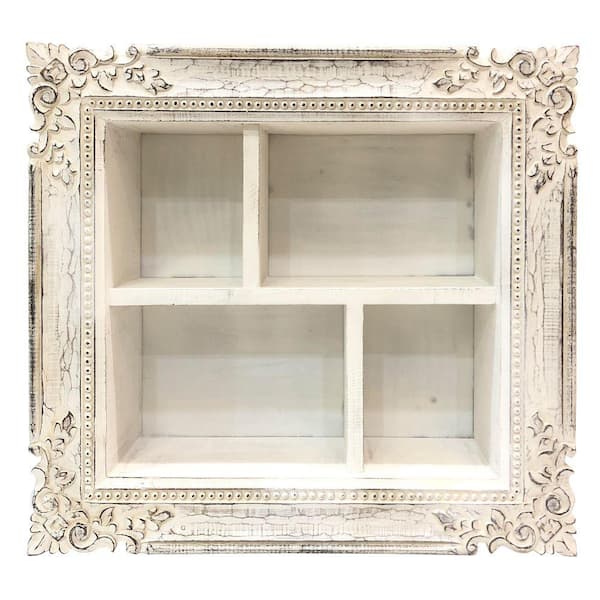 White Handmade 2 Shelves Cotton Macrame Wall Shelf