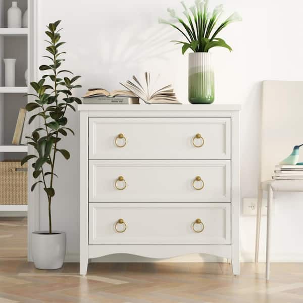 FUIN Modern White 3-Drawer Accent 30.71 in. Wide Chest of Drawer