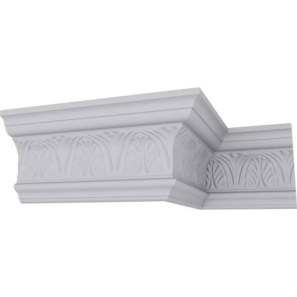 Ekena Millwork 2-1/2 in. x 5 in. x 94-1/2 in. Polyurethane Asa Acanthus Leaf Crown Moulding