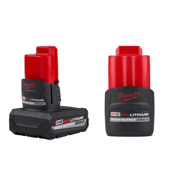 Milwaukee M12 12V Lithium-Ion High Output 2.5Ah and 5Ah Batteries