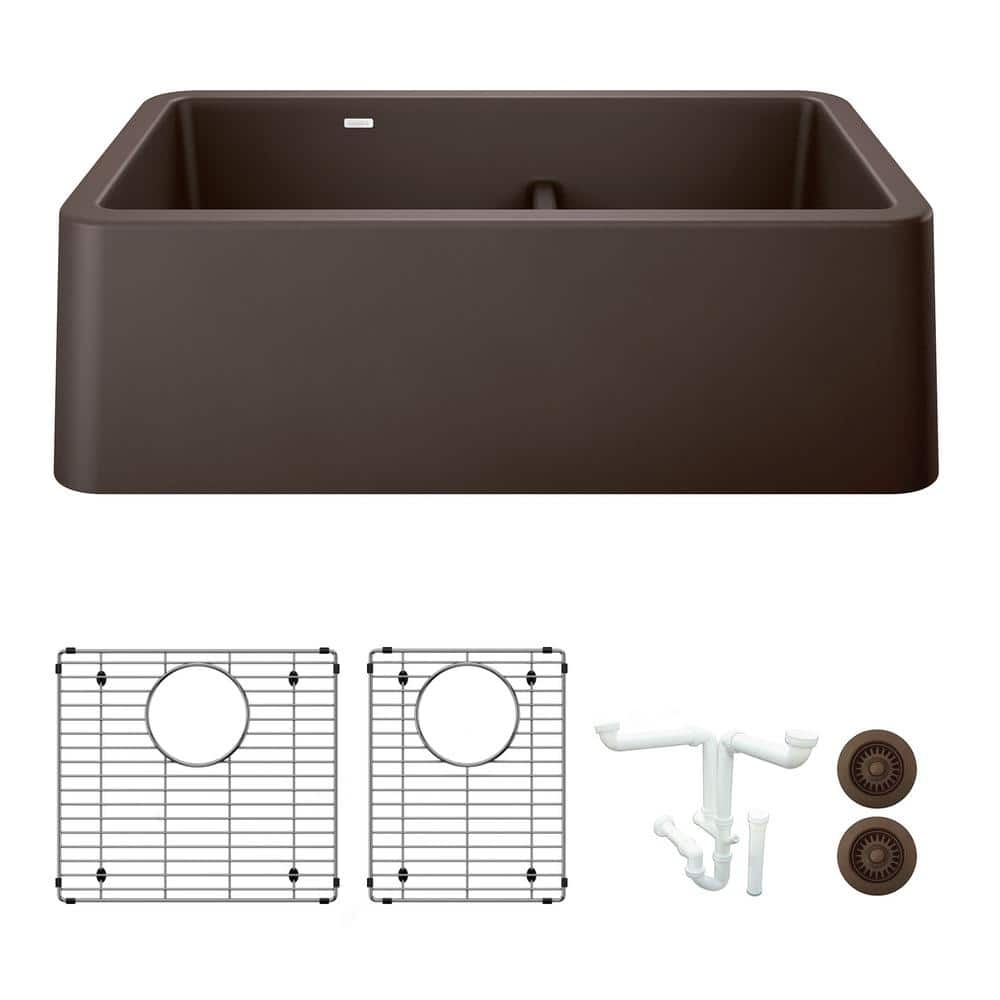 Ikon 33 in. Farmhouse/Apron-Front Double Bowl Cafe Granite Composite Kitche