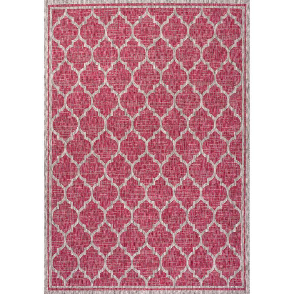 Fuchsia and Light Gray Moroccan Trellis Indoor/Outdoor Rug