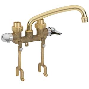 2-Handle Laundry Tray Faucet with Straddle Legs in Rough Brass