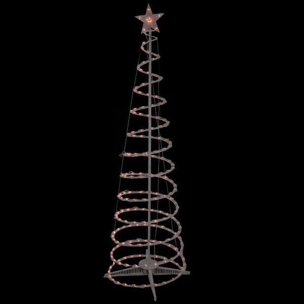 Spiral Cone Tree Lighted Outdoor Artificial Christmas Tree Decoration-6 ft. -Clear Lights