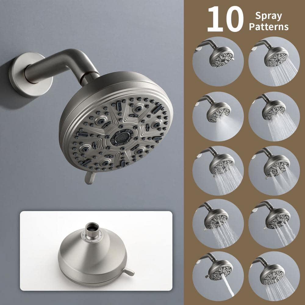 Brushed Nickel Triple Handle Wall Mounted Shower Faucet Set