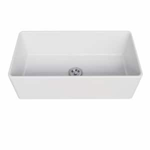 White Fireclay 30 in. Single Bowl Farmhouse Apron Kitchen Sink Workstation Kitchen Sink with Faucet and Bottom Grids