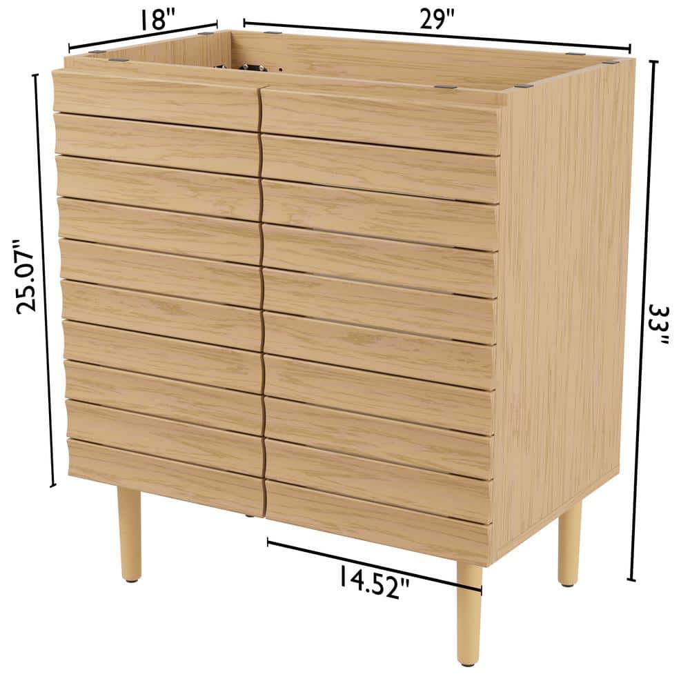 Aubert 30" Oak Slat Modern Farmhouse Bath Vanity Cabinet
