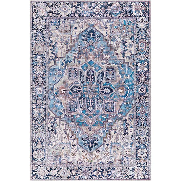 Livabliss Rhene Denim/Lilac 4 ft. x 6 ft. Indoor Area Rug