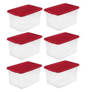 64 Qt. Clear Plastic Latching Lid Storage Bin Container Tote, (6-Pack)