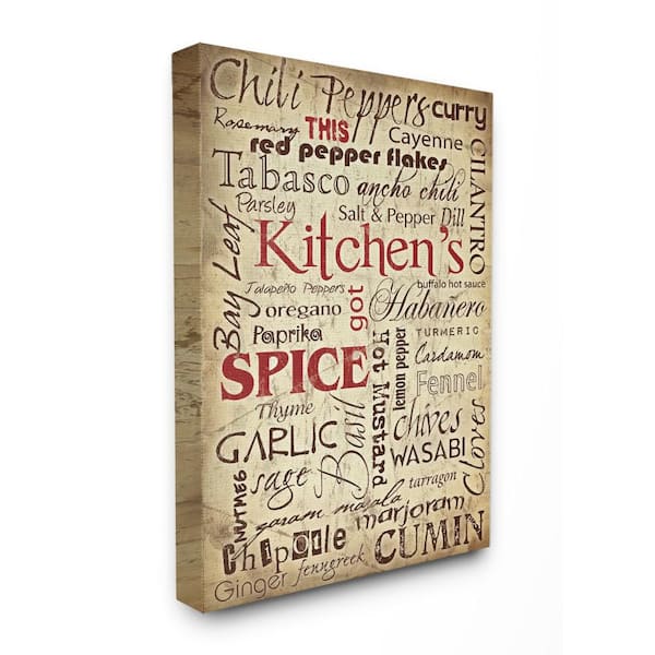 Stupell Industries 24 in. x 30 in. "Kitchen Spice Typography" by Carole Stevens Printed Canvas Wall Art
