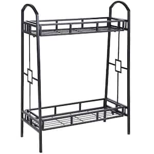 32 in. Tall Indoor Outdoor Black Steel Plant Stand (2-Tiered)