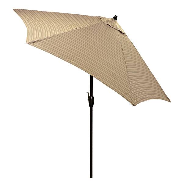 Plantation Patterns 9 ft. Aluminum Patio Umbrella in Saddle Stripe with Tilt