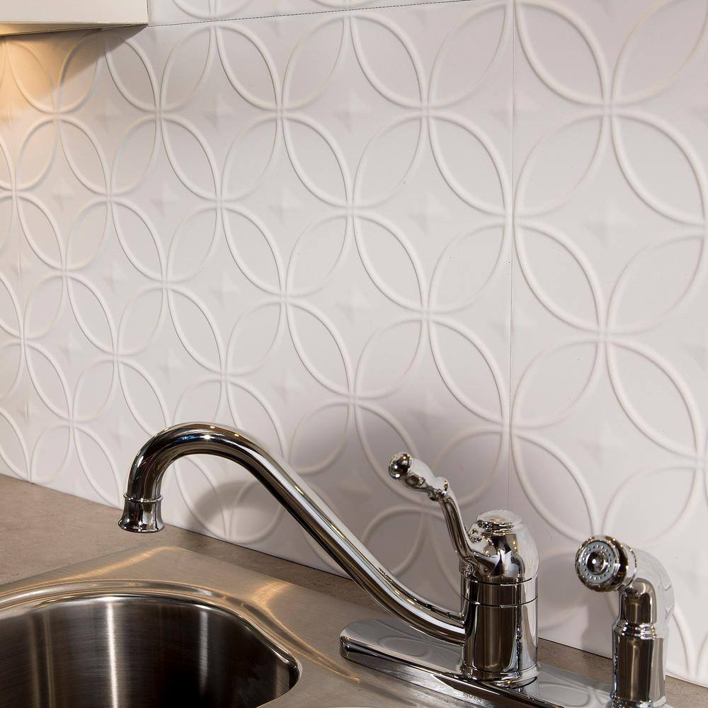 Matte White Vinyl Decorative Backsplash Kit 15 sq ft
