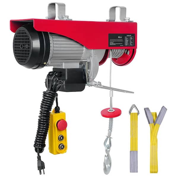 880 lbs. Electric Chain Hoist 850 Watt Electric Steel Wire Winch with 14 ft. Wired Remote Control for Garage Warehouse