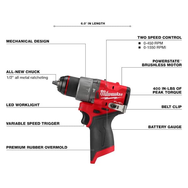 Milwaukee M12 FUEL 12V Lithium-Ion Cordless Oscillating Multi-Tool, M12 FUEL 1/2 in. Hammer Drill & M12 FUEL 1/4 in. Impact Driver