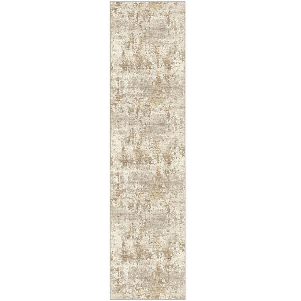 Abstraction Gold/Gray 2 ft. x 8 ft. Washable Modern Abstract Runner Rug price history on PriceWatchPro