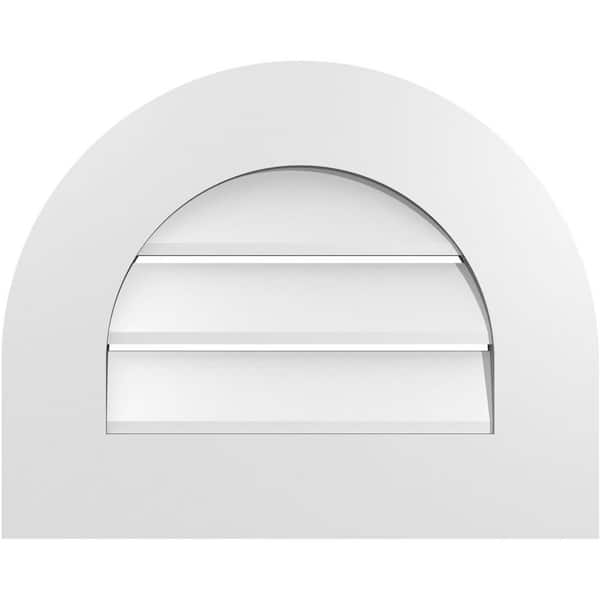 Ekena Millwork 20 in. x 16 in. Round Top White PVC Paintable Gable Louver Vent Functional