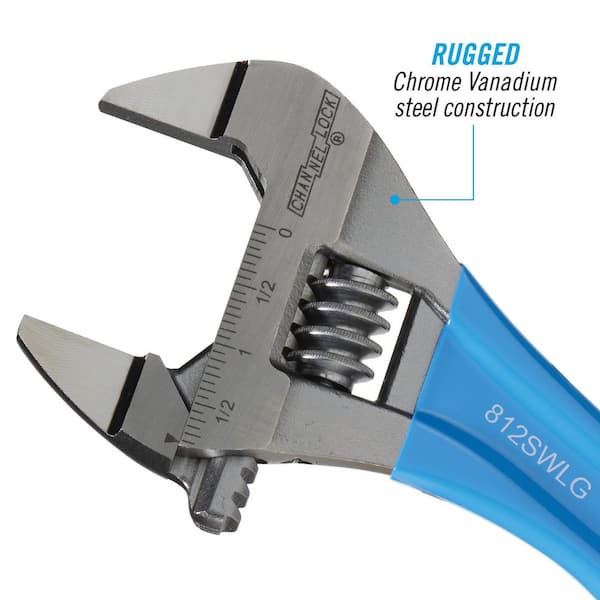 Channellock 12 in. Extra Slim Jaw Lightweight Adjustable Wrench