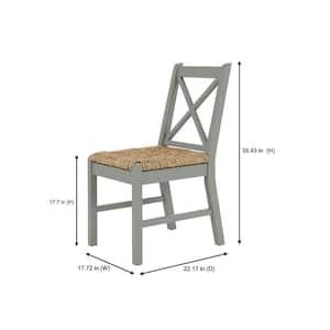 Dorsey Willow Green Wood Dining Chair with Cross Back and Rush Seat (Set of 2) (17.72 in. W x 35.43 in. H)