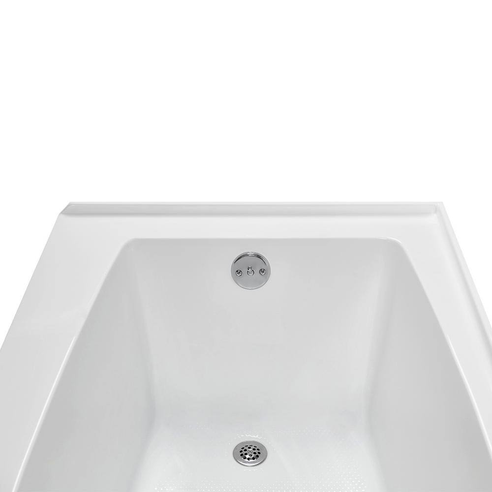 Glossy White Acrylic Rectangular Alcove Bathtub with Polished Chrome Drain