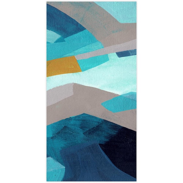 Empire Art Direct "Puzzle Blues C" Unframed Free Floating Tempered Glass Panel Graphic Wall Art Print 72 in. x 36 in.