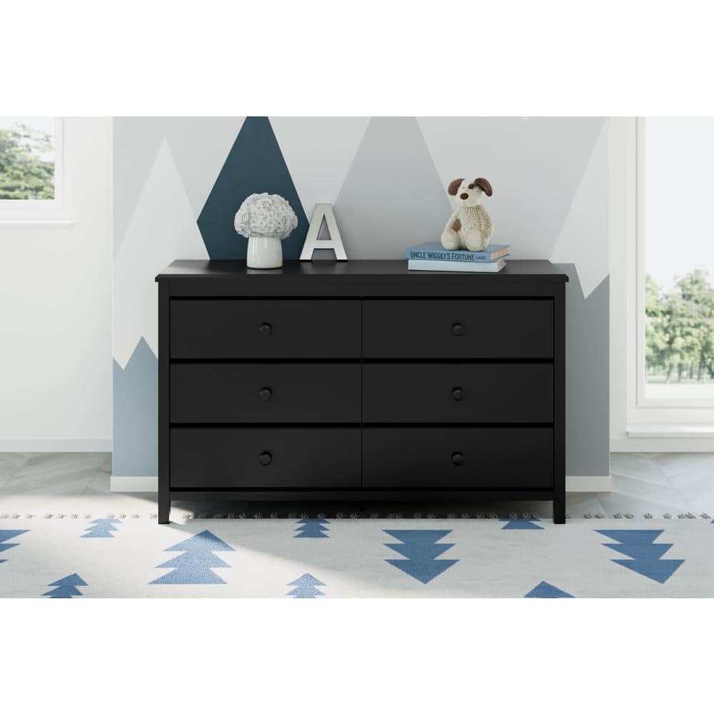 Alpine 6-Drawer Double Nursery Dresser in Black - GREENGUARD Certified
