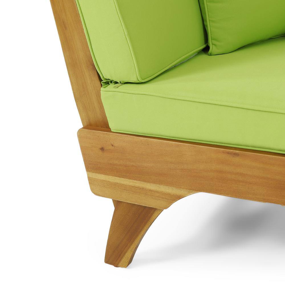 Expandable Teak Daybed with Light Green Cushions