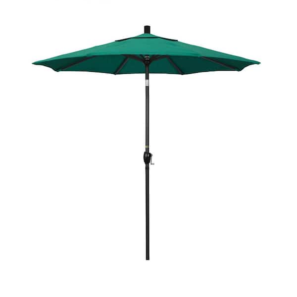 California Umbrella 7.5 ft. Stone Black Aluminum Push Button Tilt Crank Lift Patio Umbrella in Spectrum Aztec Sunbrella