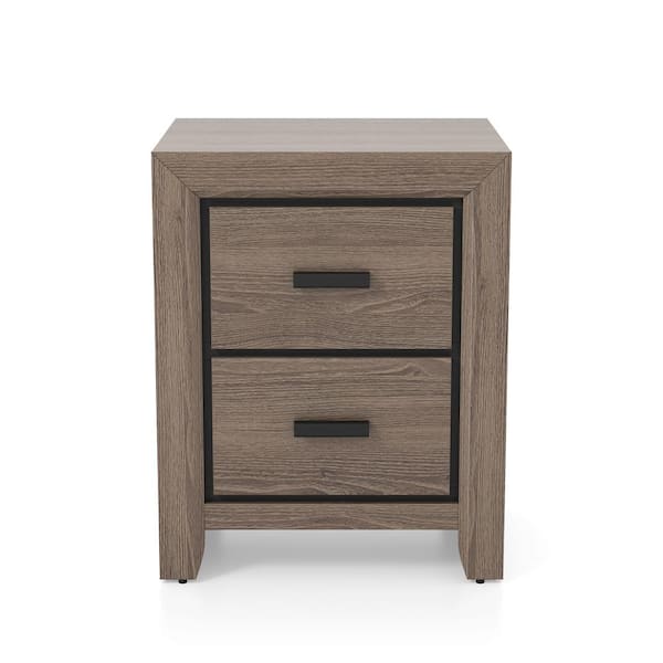 Furniture of America Morningside 2-Drawer Gray Nightstand 24 in. H x 19 in. W x 16.38 in. D
