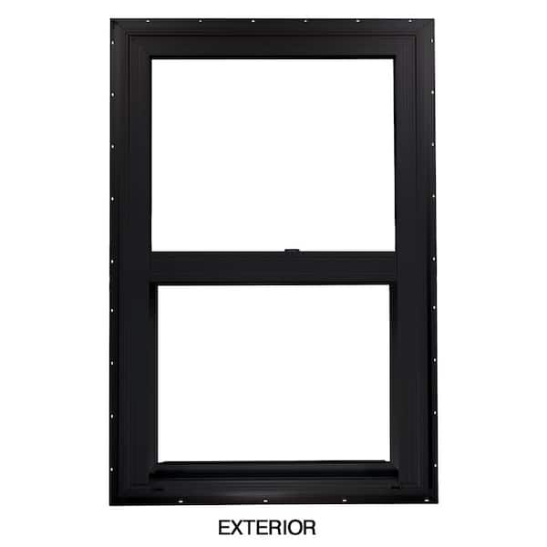 Ply Gem 23.5 in. x 35.5 in. 500 Series Black Vinyl Single Hung Window with White Int, HPSC Glass and Screen