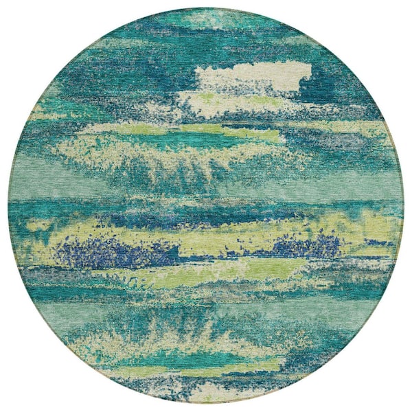 Addison Rugs Chantille Machine Washable Indoor/Outdoor Abstract ACN942 Emerald 8 ft. x 8 ft. Area Rug