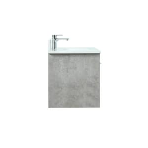 36 in. W Bath Vanity in Concrete Grey with Engineered Stone Vanity Top in Ivory with White Basin with Backsplash