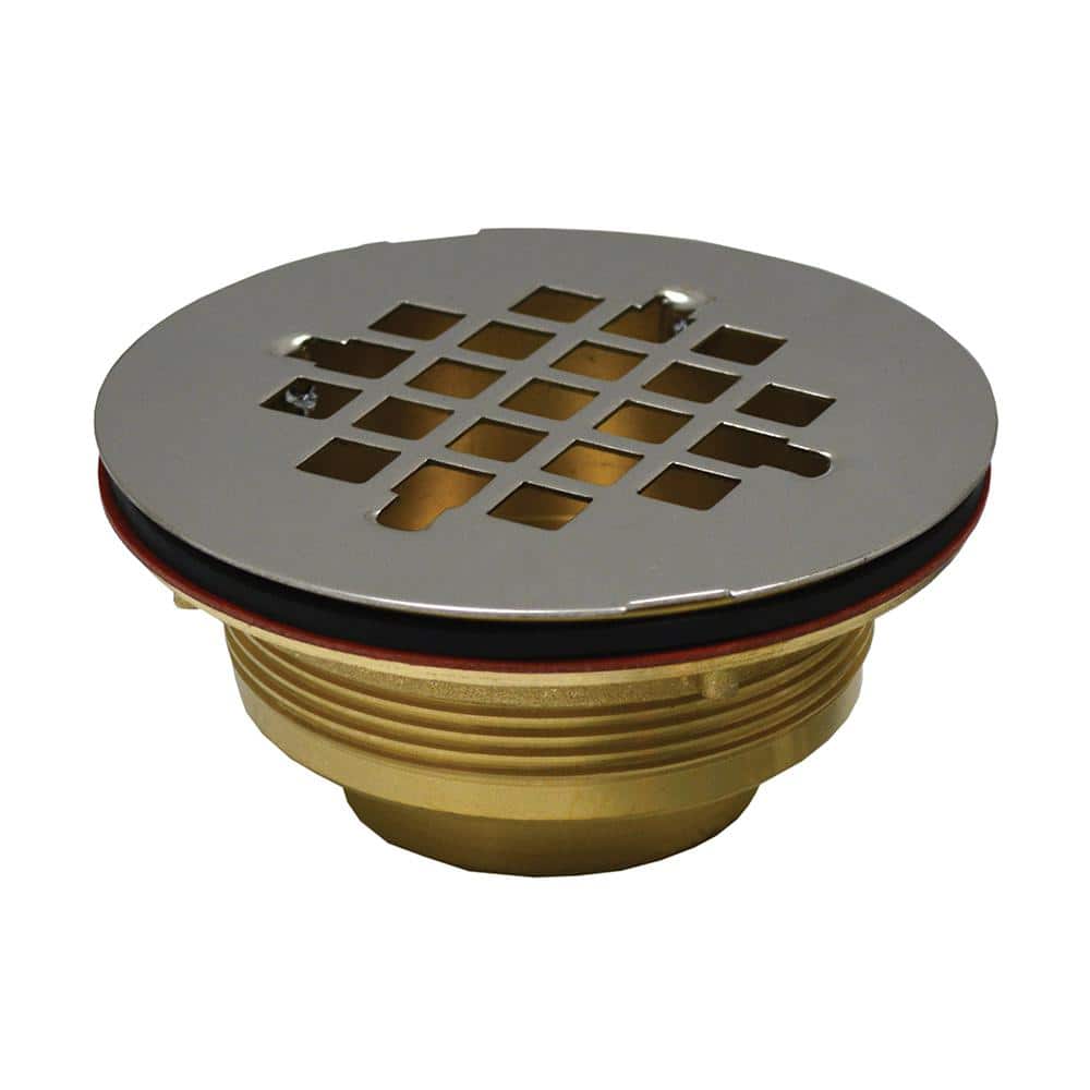 Oatey 2-in Brass No-Caulk Shower Drain with Round Stainless Steel Strainer  in the Shower Drains department at