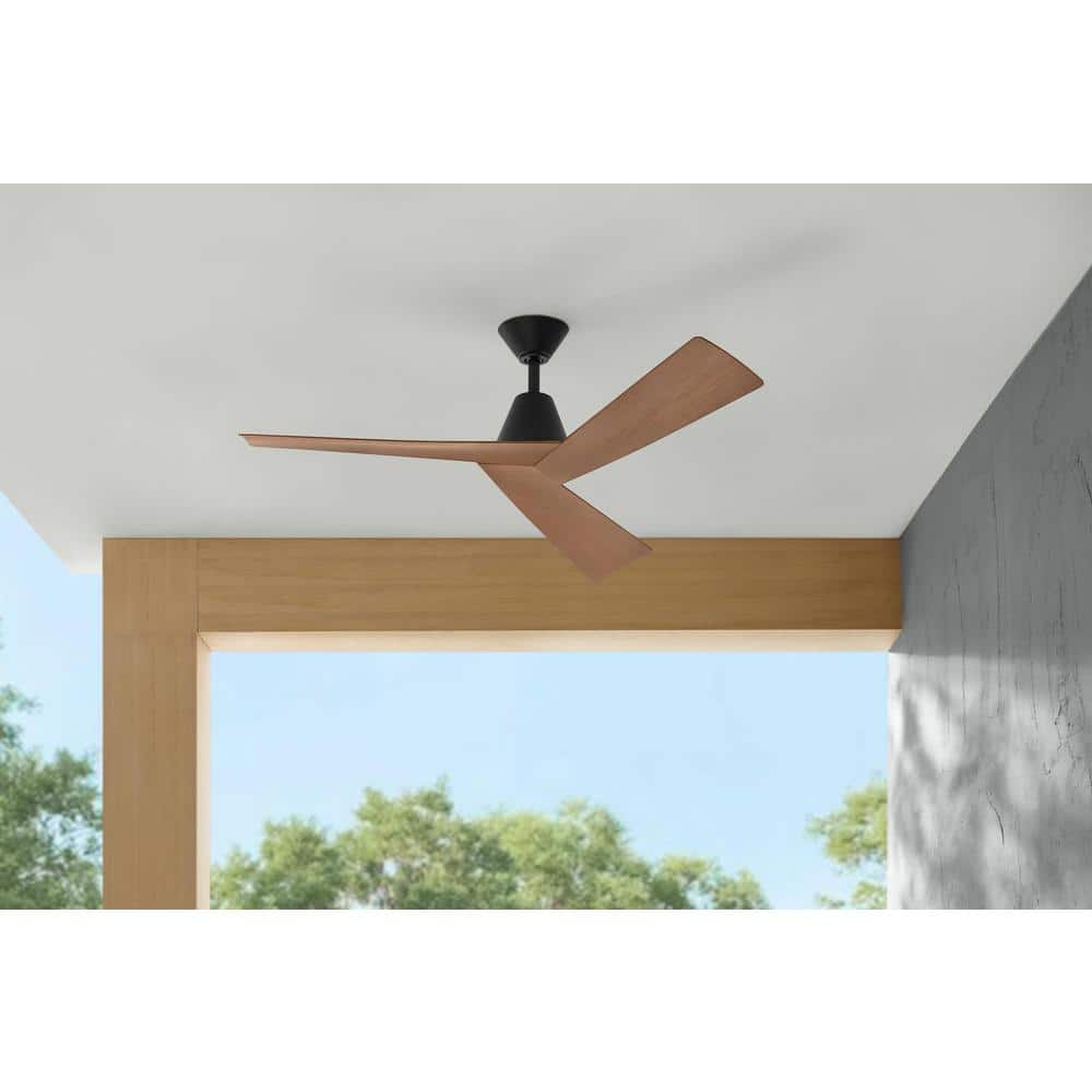 Easton 52" Matte Black and Whiskey Barrel Ceiling Fan with Remote