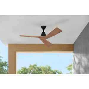 Easton 52 in. Indoor/Outdoor Matte Black with Whiskey Barrel Blades Ceiling Fan with Remote Included