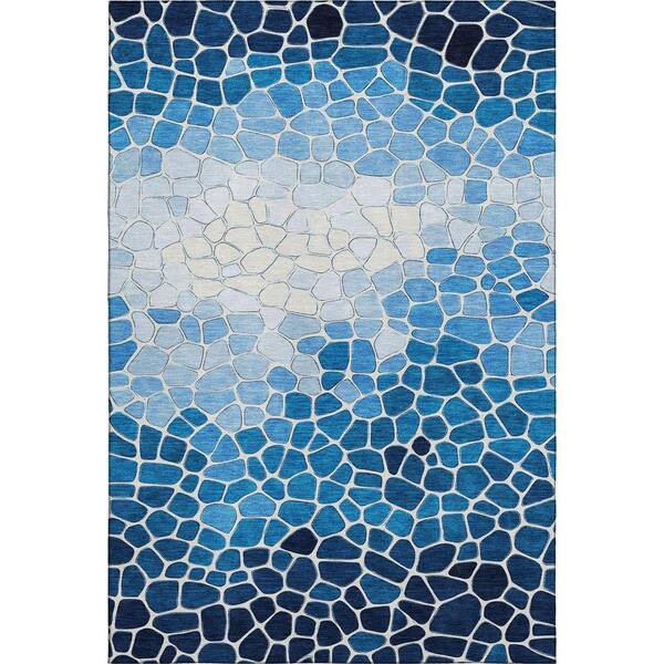 Mayfield Premium Machine Washable Abstract AMF2190 Blue 8 ft. x 10 ft. Area Rug