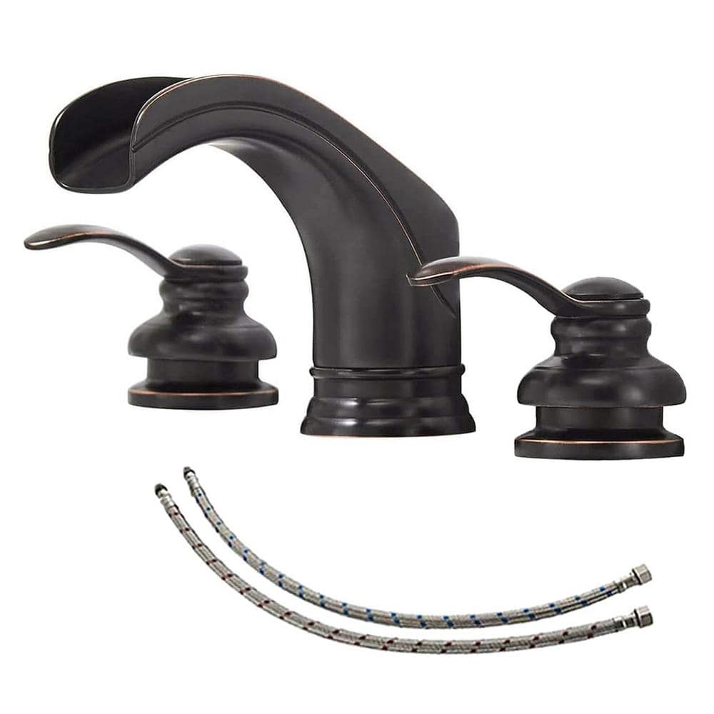 Oil Rubbed Bronze Bathroom Faucet 3 Hole, 8 in. Widespread Bathroom Faucet,