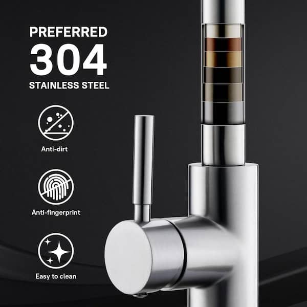 MTTCLE Brushed Nickel 14 in. H Pull Down Sprayer Kitchen